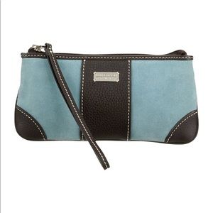 Lambertson Truex leather trimmed suede wristlet
